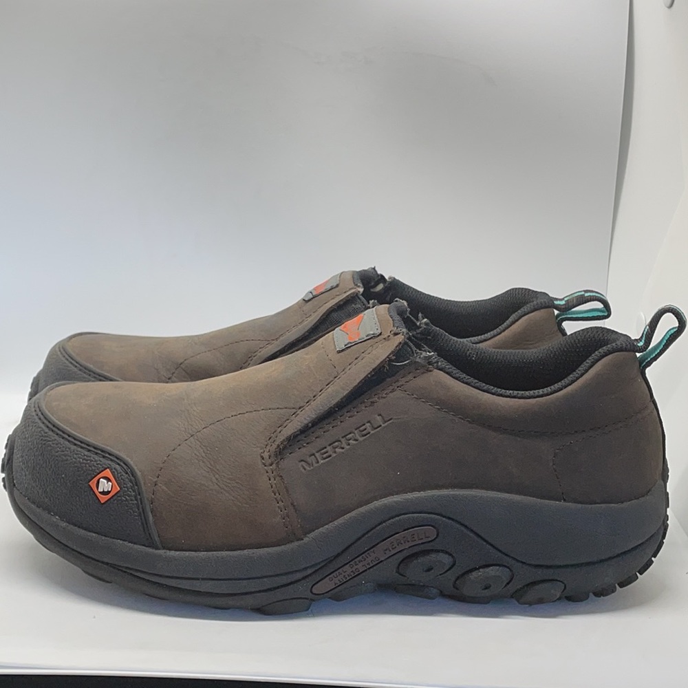 Merrell Jungle Moc Alloy Hard Toe Suede Slip On Work Shoes 9.5 - Picture 2 of 5